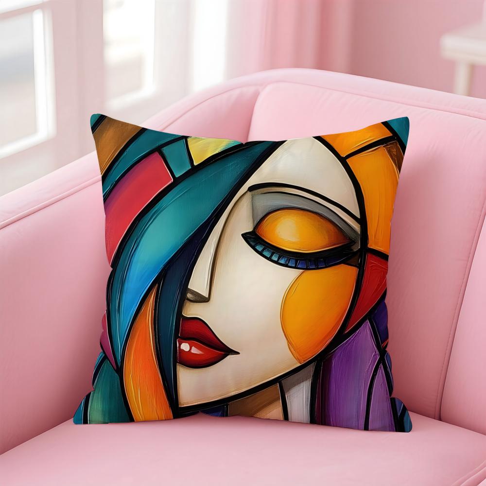 

Square Bright Color Flower Girl Cushion Cover Pillow Case Soft Skin Friendly Fabric Concealed Zipper 30X30cm