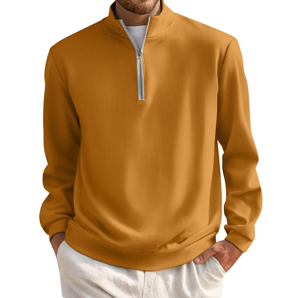Men's Short Zip Pullover Turtleneck Long Sleeve Top
