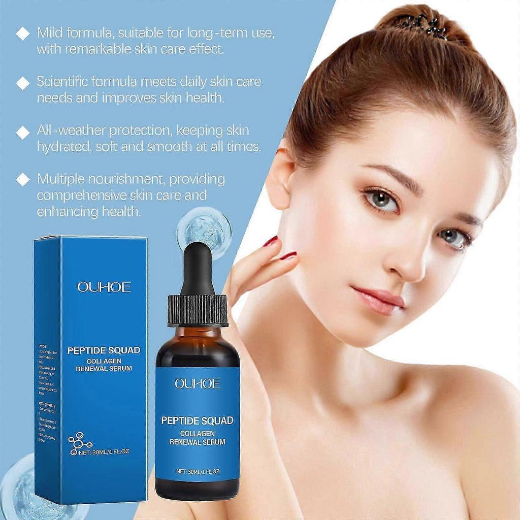 Siero Rigenerante al Collagene Peptide Squad, Siero Anti-Età per il Viso con Peptidi di Rame, Siero Peptidico Idratante per Rughe, Linee Sottili ed Elasticità della Pelle