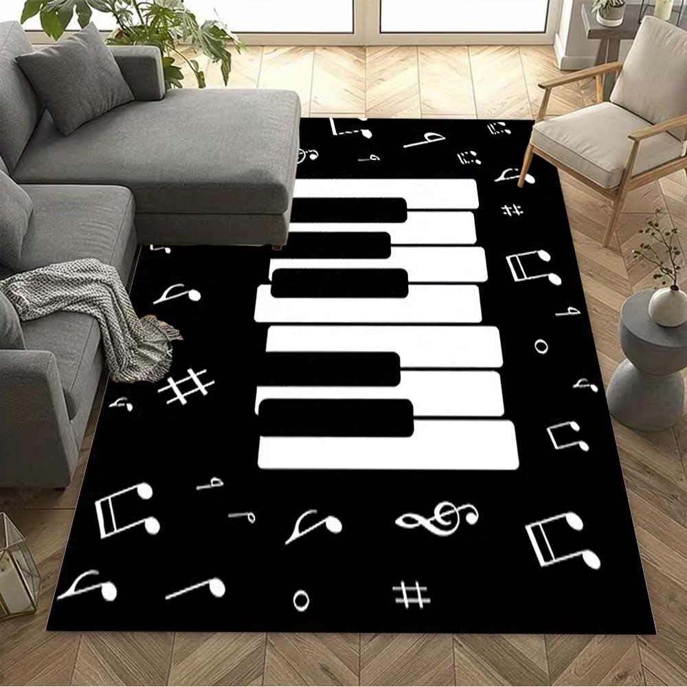 1pc music notes vinyl records and cassettes rug home carpet design for office decor gift living room bedroom