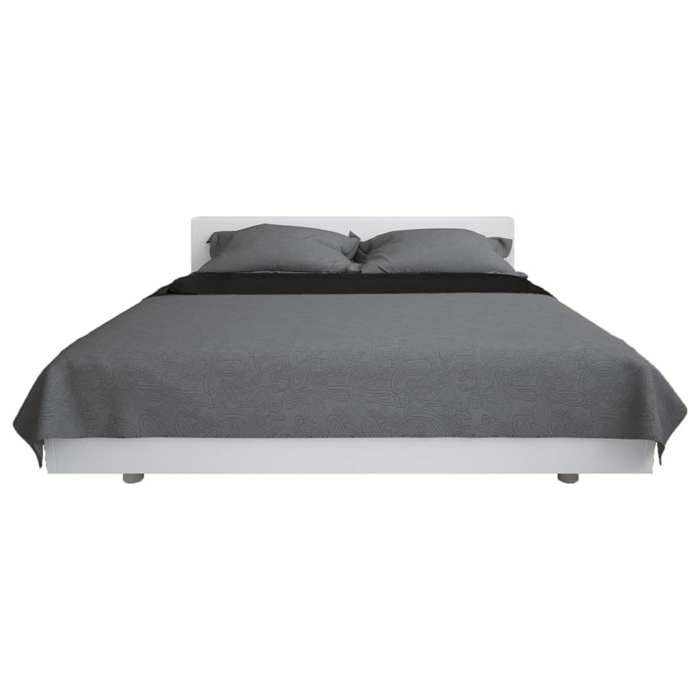VidaXL Couvre-lit à double face matelassé 170 x 210 cm Gris et noir
