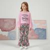 Girls Fashion Spring Autumn 2 Piece Sets Long Sleeve Letter Flared Cuff Pullover Top Flower Leopard Print Flared Pants Outfit