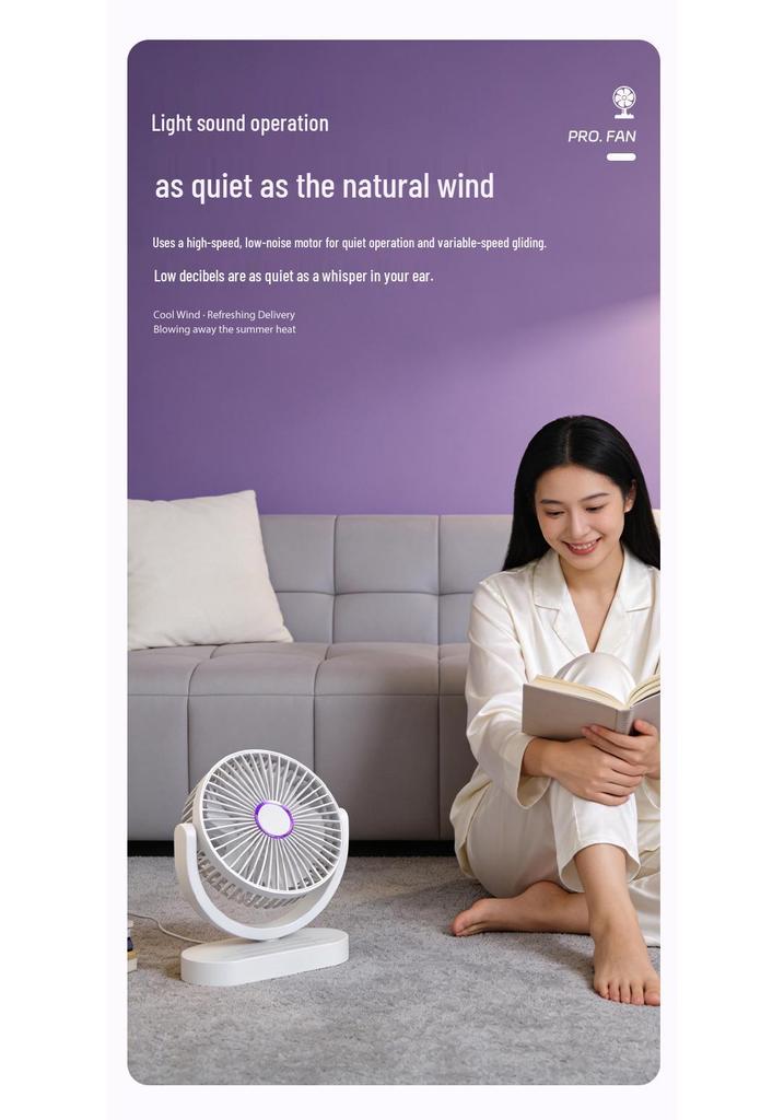 USB Rechargeable Silent Mini Desktop Fan for Dorm, Office, and Study