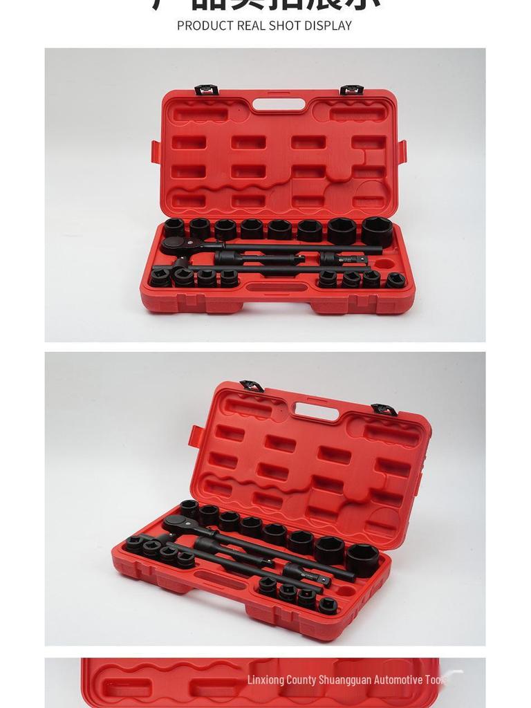 21-Piece Heavy Duty 3/4" Air Impact Hex Socket & Wrench Set for Auto Repair