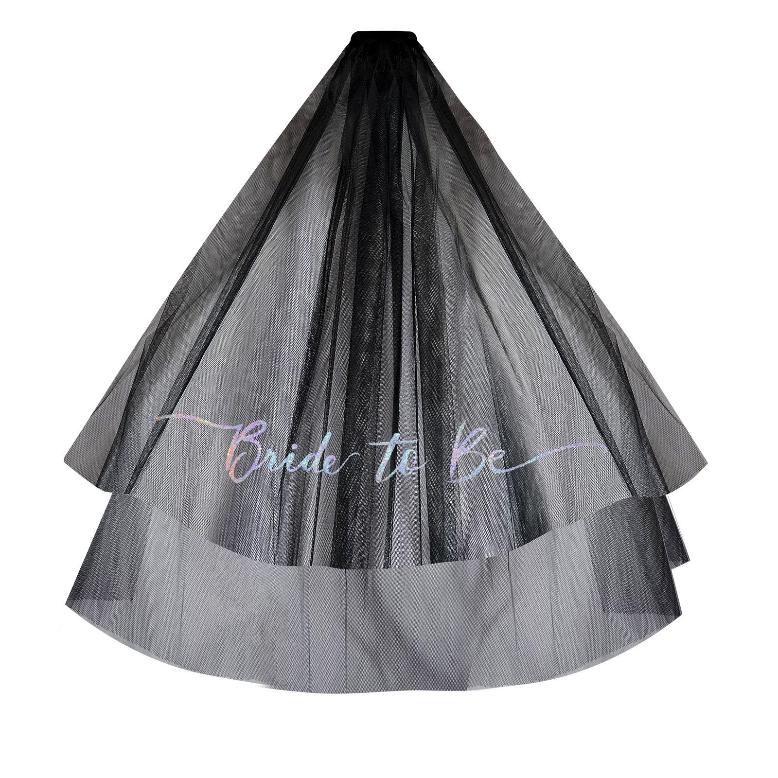 

Двухслойная свадебная фата с нежным узором из букв, практичная расческа для волос, идеально подходит для свадеб и вечеринок чёрный