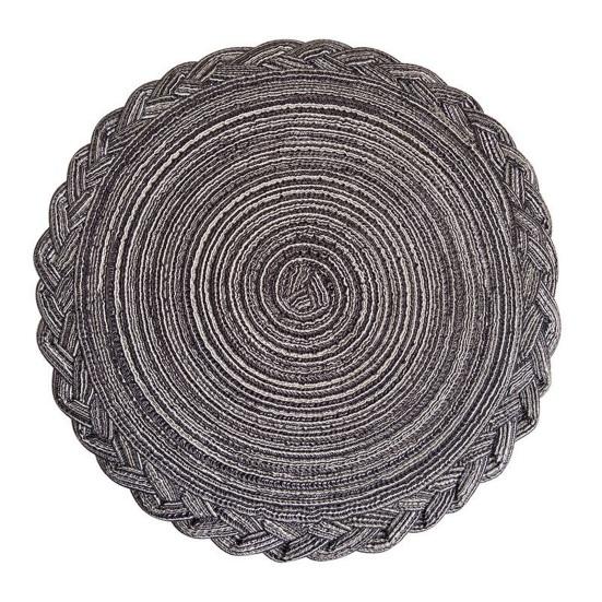 12 Inch Round Placemats Polyester Woven Braided Place Mats 30cm черный серый
