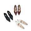 Französische schwarze Mary Jane Schuhe mit dickem Absatz Damenschuhe neu Frühling spitz zulaufend leichter Ausschnitt hoher Absatz Pendlerschuhe