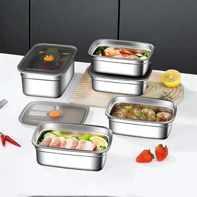 Stainless Steel Camping Lunch Box Sealed Leak-Proof Bento Box Microwave Suitable Large Capacity Refrigerator Freezer Storage Box