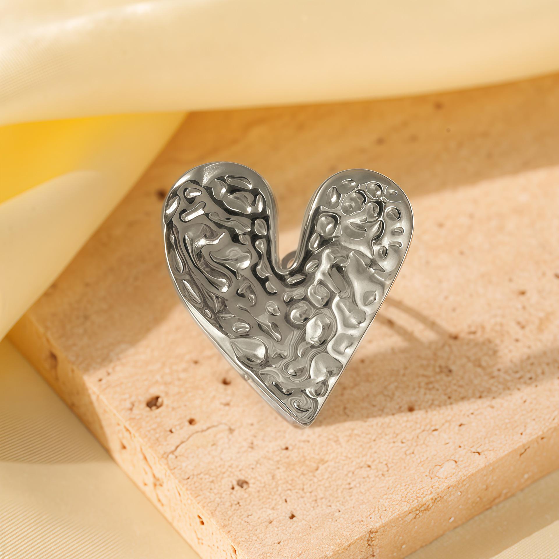 Элегантный набор: кольцо в форме сердца из титановой стали с покрытием 18 карат и браслет из нержавеющей стали для женщин