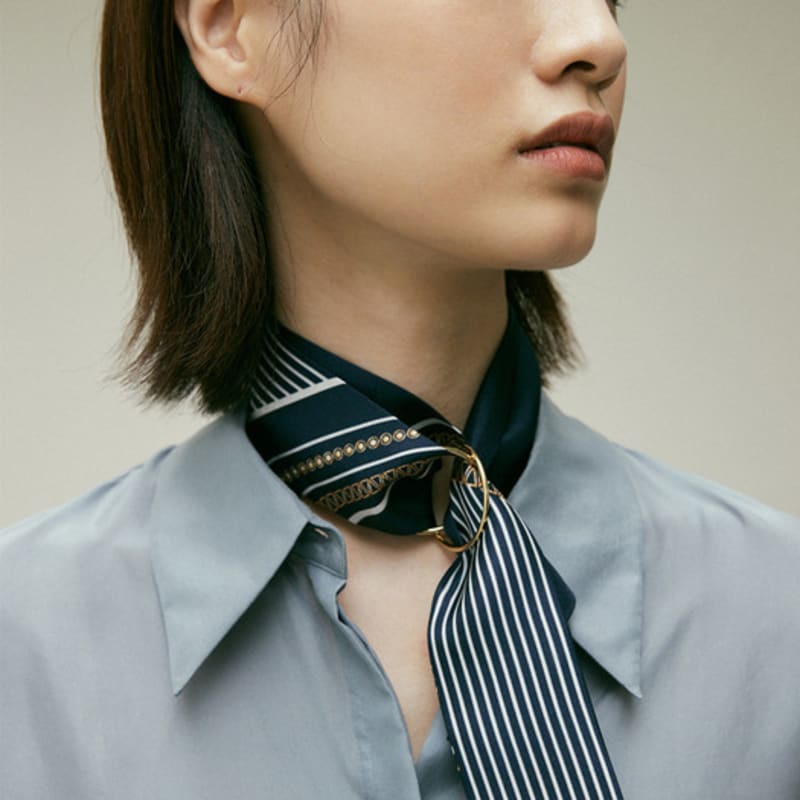 Saint Luxure Luxury Twilly Scarf Vane Navy SL21FSTVNNV