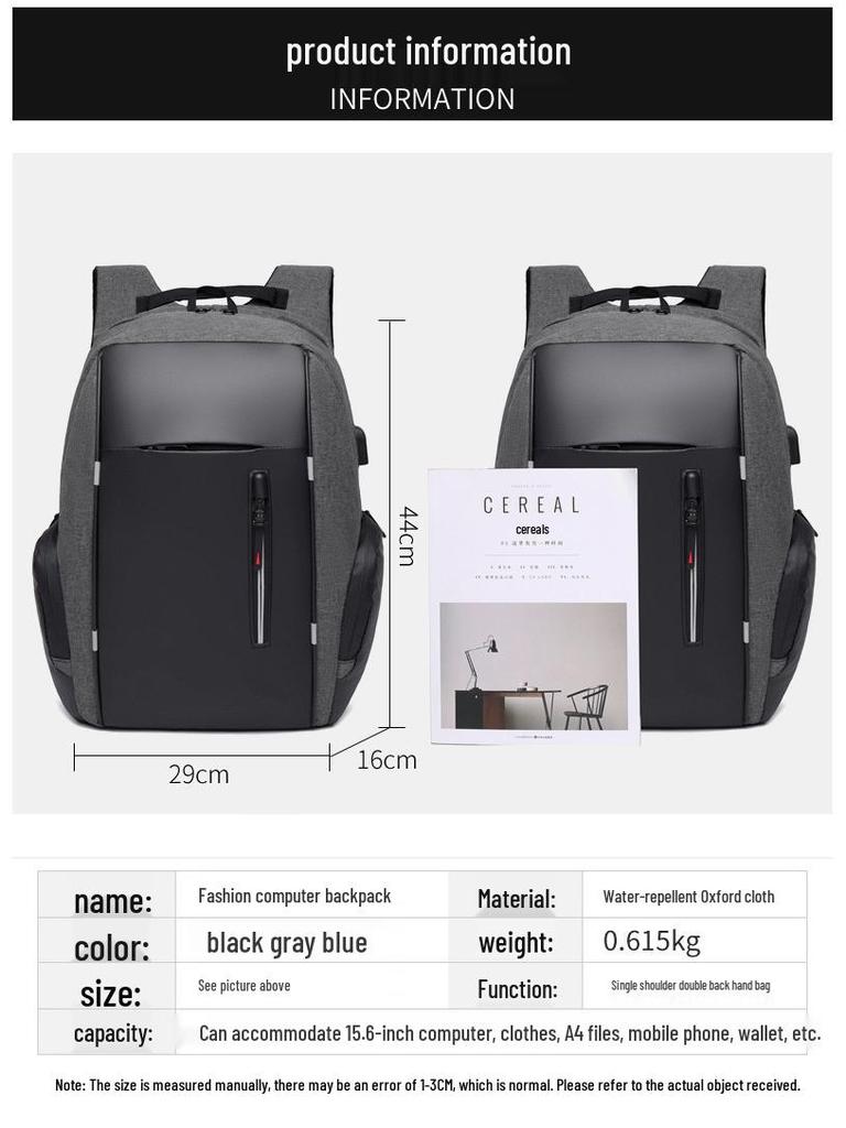 Multi-Function USB Travel Backpack: Large Capacity for Business & Casual Use