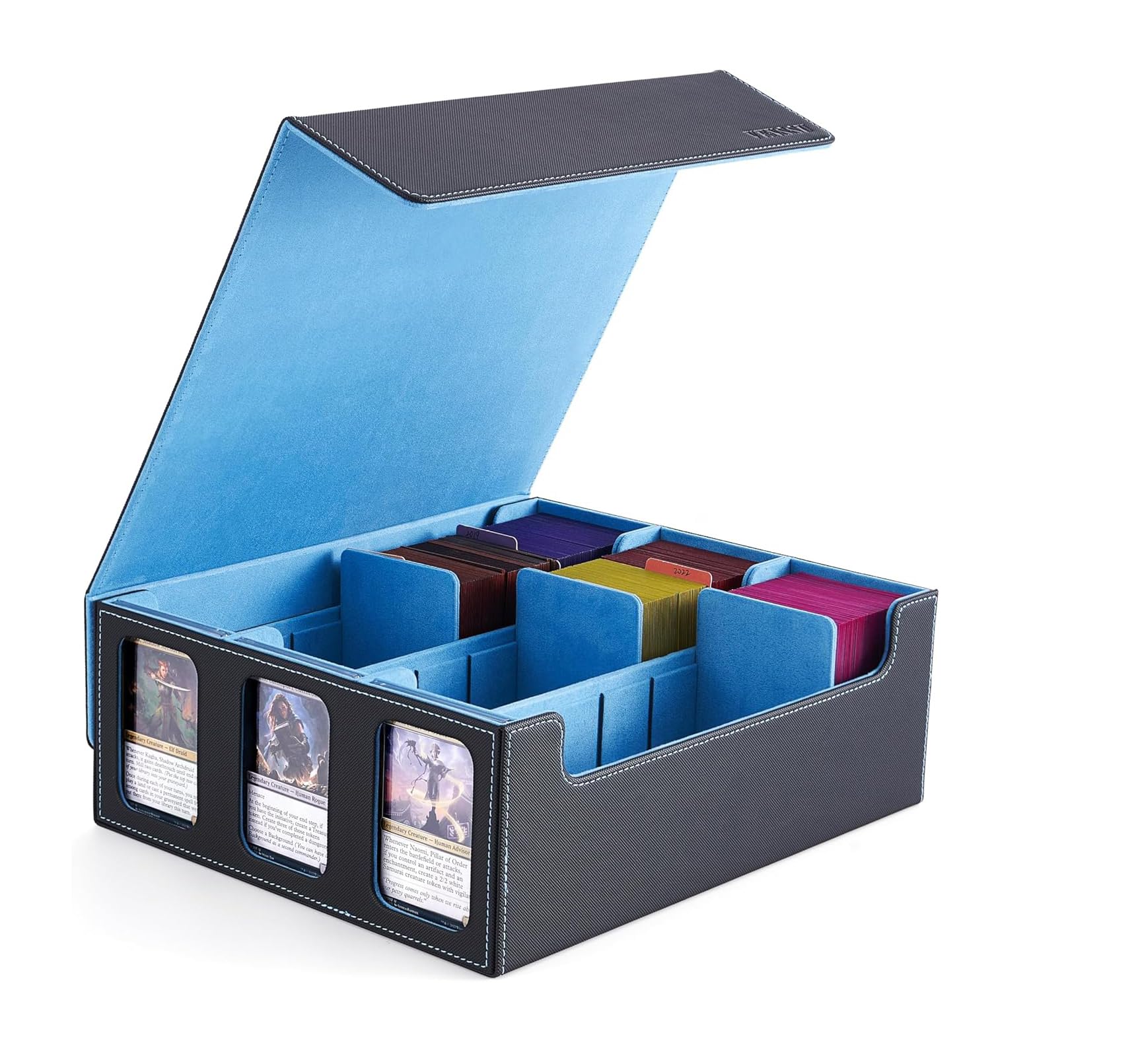 

Deck Trading Card Card Storage Holds Trading with and Card Compatible with and Other Card Games Blue Interior with 3 Case, Case, Box, 2300+ Cards,