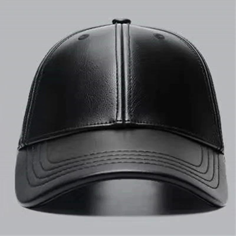 Unisex Solid Color Leather Baseball Caps Spring and Autumn Outdoor Adjustable Casual Hats Hip Hop Hat Sunscreen Hat