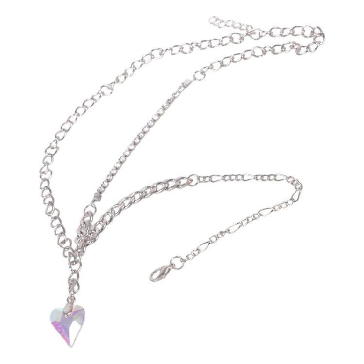 Modern Glass Heart Pendant Necklace Titanium Steel Lightweight Chain For Women Minimalist Summer Jewelry Gift 1