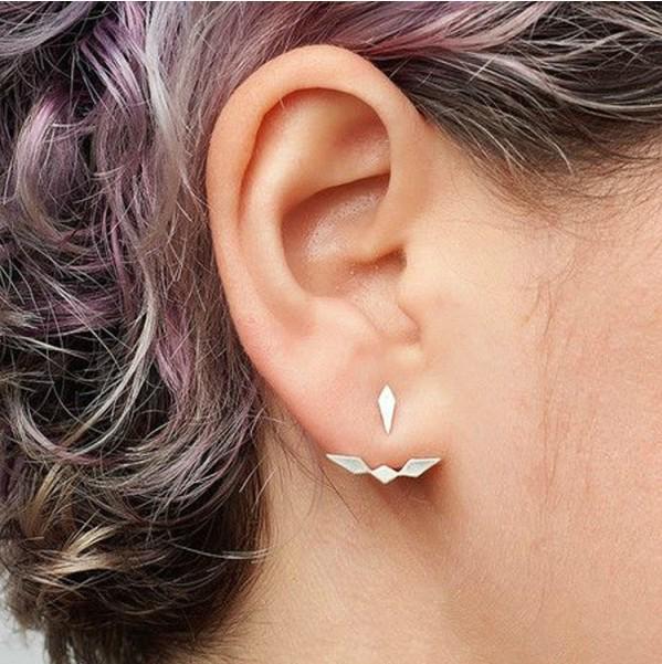 European and American Rhombus Stud Earrings with Smooth Surface