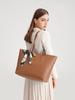 Stylish 2024 Solid Color Women's Tote Bag with Silk Scarf Decoration In Chic Litchi Grain Sheepskin Texture