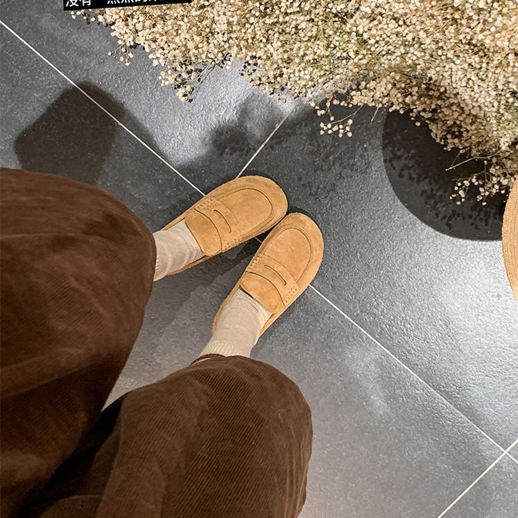 [Lan Cabinet] Old Money Bread~ Autumn and Winter Inner Height Increase Baotou Birkenloafer Single Shoes Women's Half Slippers Women's External Wear