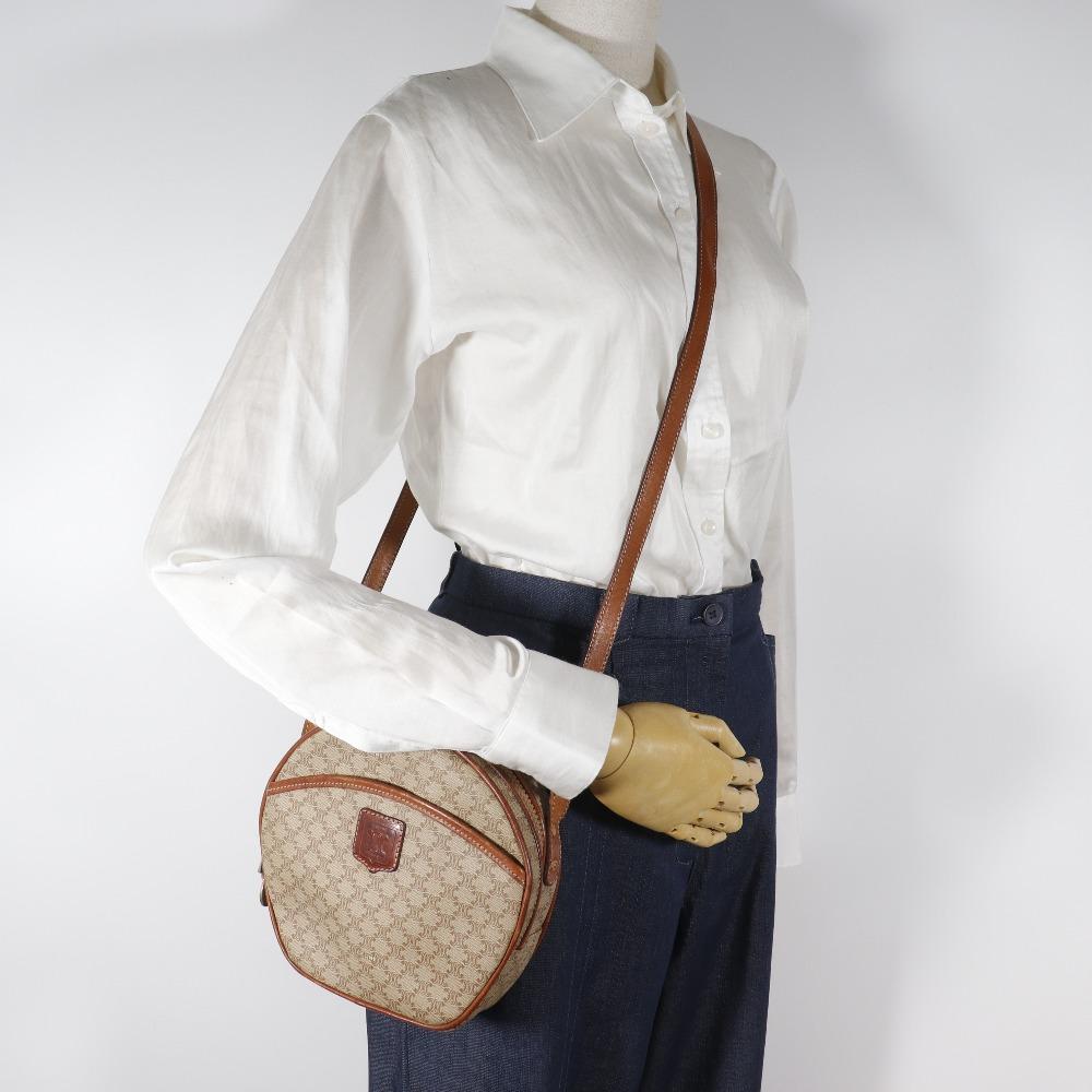 Celine Old Celine Shoulder Bag Macadam Vintage Beige PVC Women Used