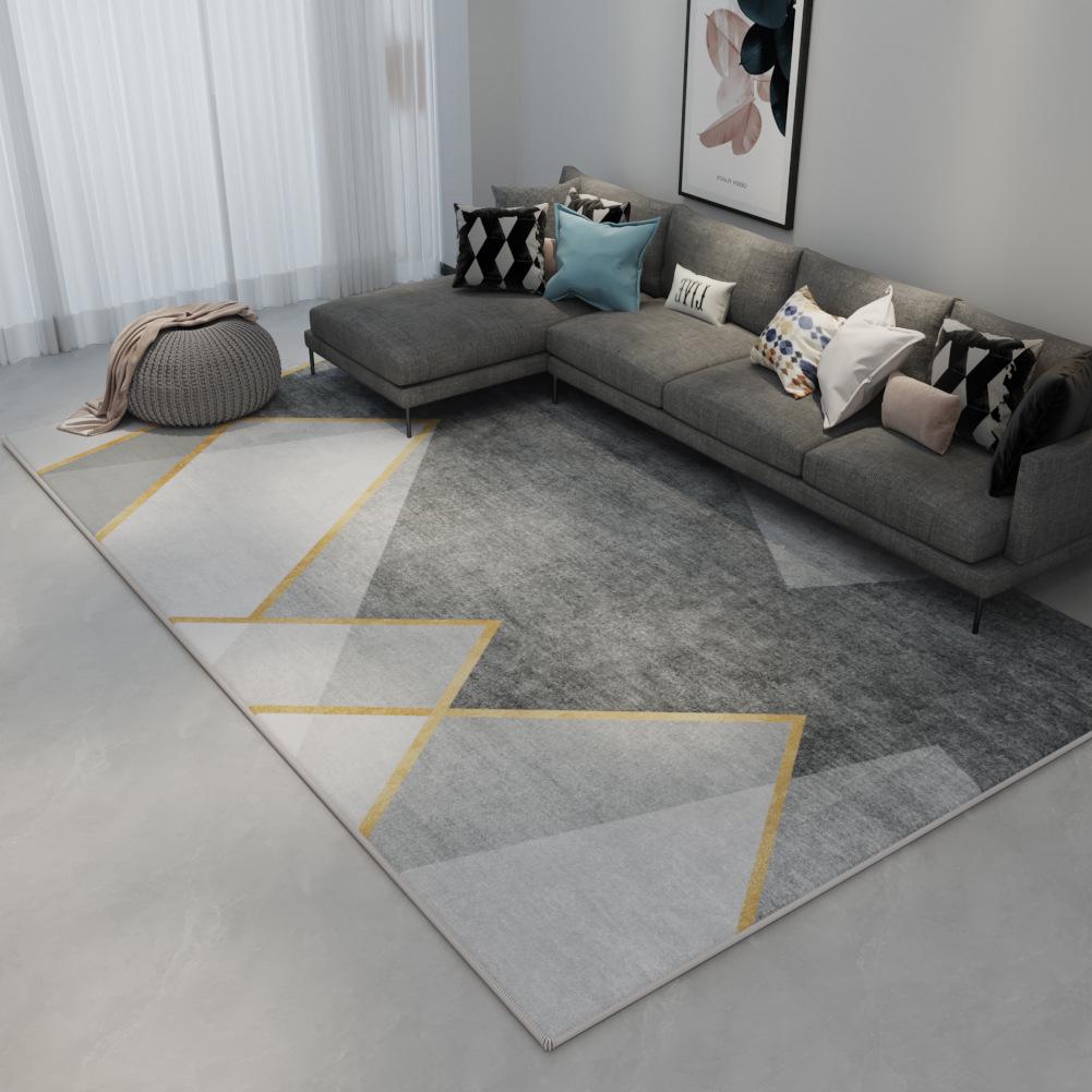 Nordic Non-Slip Gray Carpet: Versatile Light Luxury Rug for Living Room, Bedroom, or Bedside Use.
