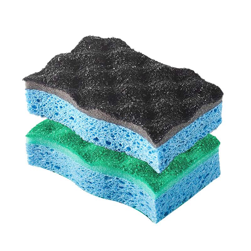 

2PCS Scrub Sponge Multi-Use Non-Scratch Kitchen Sponges for Dishes Pots,Heavy Duty Rippled Scrubbing Pad Cleaning Tools 2PCS