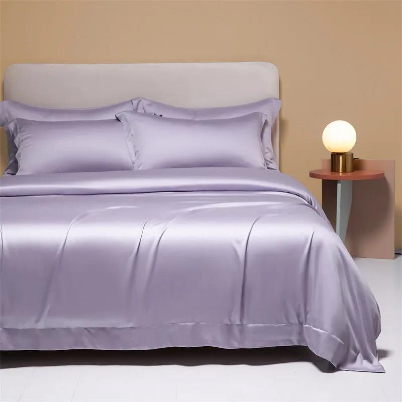 High-End 120S Natural Fabric Bedding Sets Summer Cooling Ice Silk Fitted Sheet Set Skin Friendly Comfortable Bedclothes For Home
