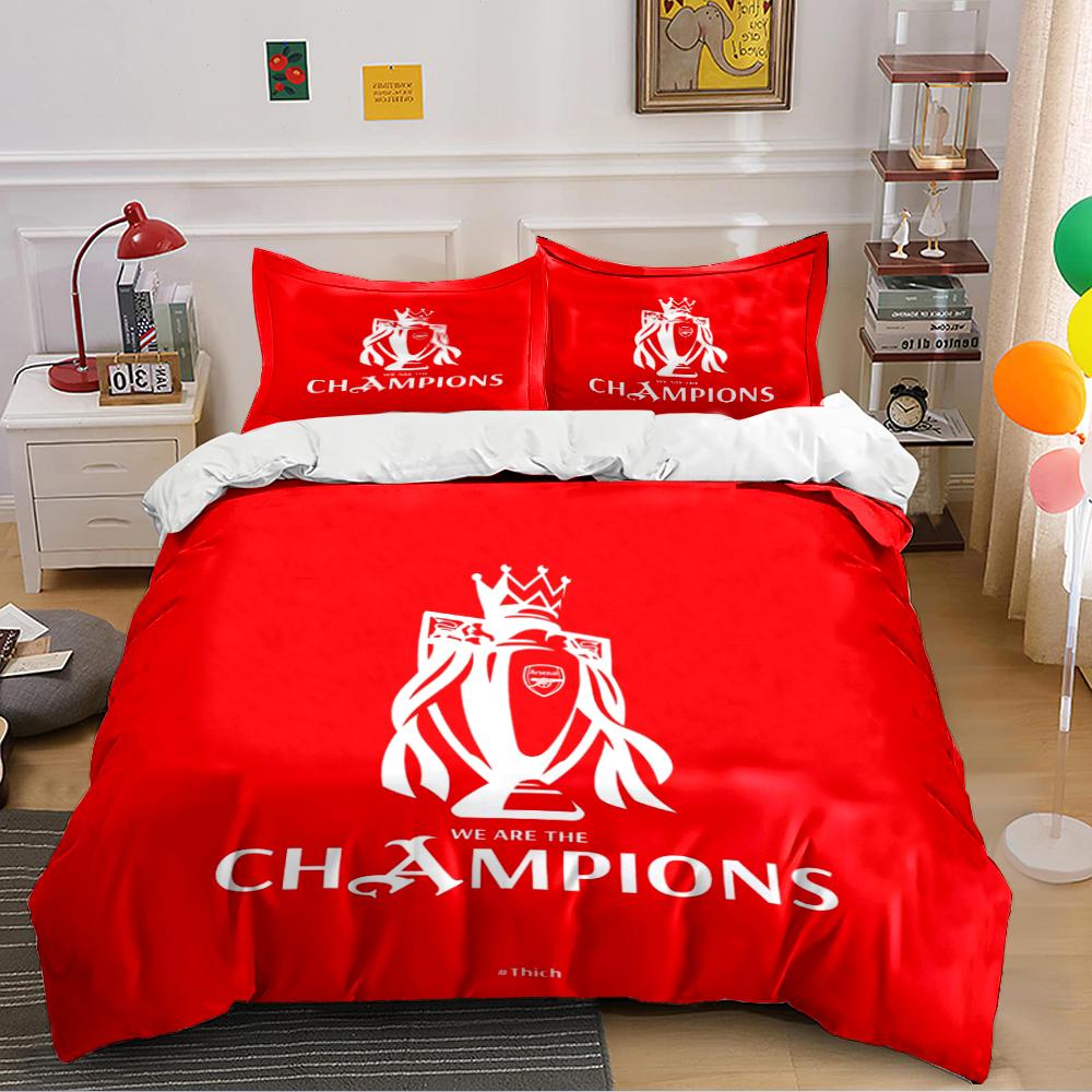 Red Champions Trophy Bedding Set Bedding Duvet Cover Set Duvet Cover Pillowcases Home Decor (1 * Duvet Cover 2 * Pillowcases, Without Duvet Insert)