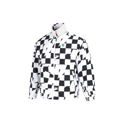 adidas Neo U Vbe Rev Jkt Plaid Print Logo Button Down Long Sleeve Flip Collar Jacket Unisex Jackets Black White HU1111