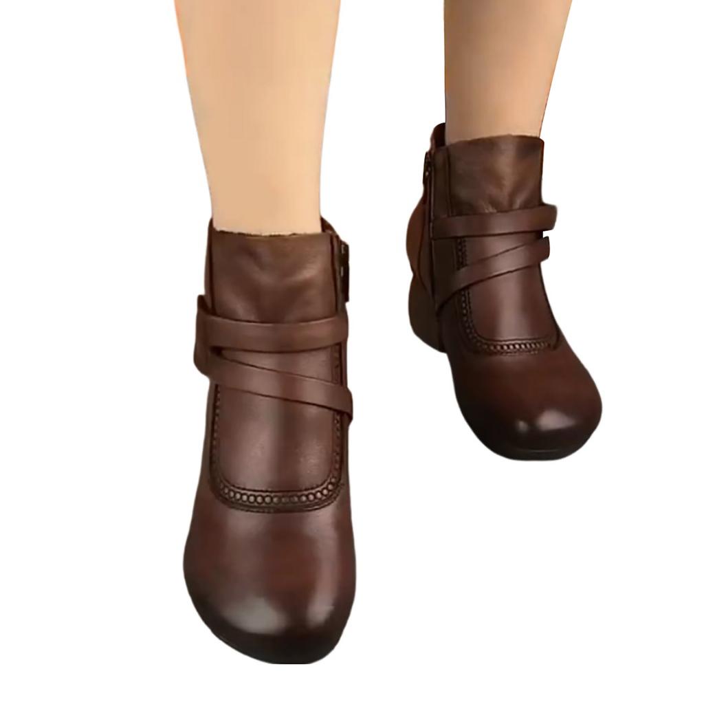 Low Heel Walking Ankle Boots Side Zipper Design Winter Casual Short Boots Suitable For Going Beach Side Wear