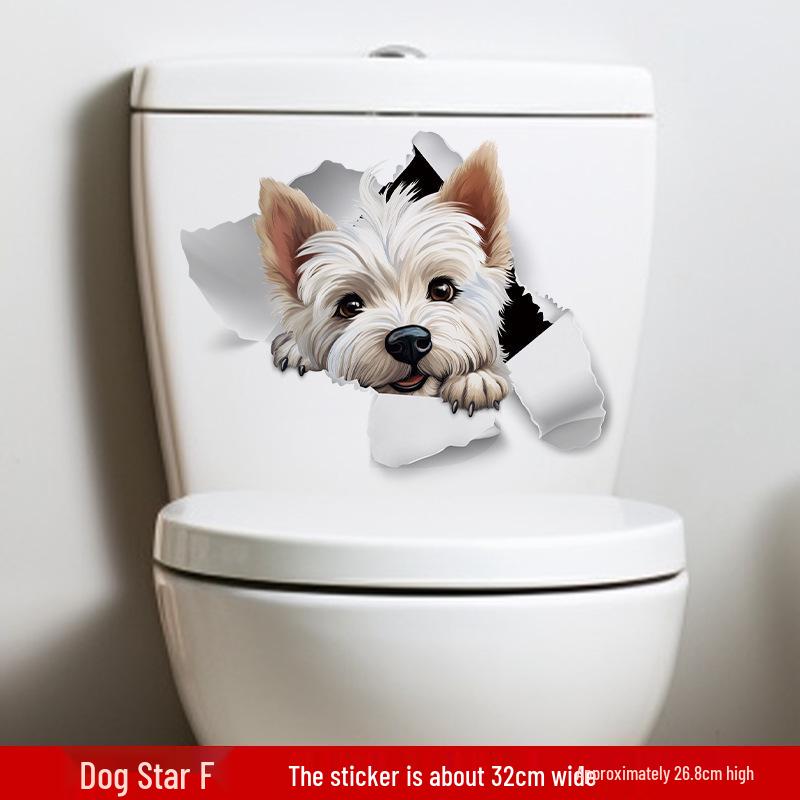 3D Cartoon Pet Stickers - Dog Toilet & Bedroom Home Decor, Self-Adhesive