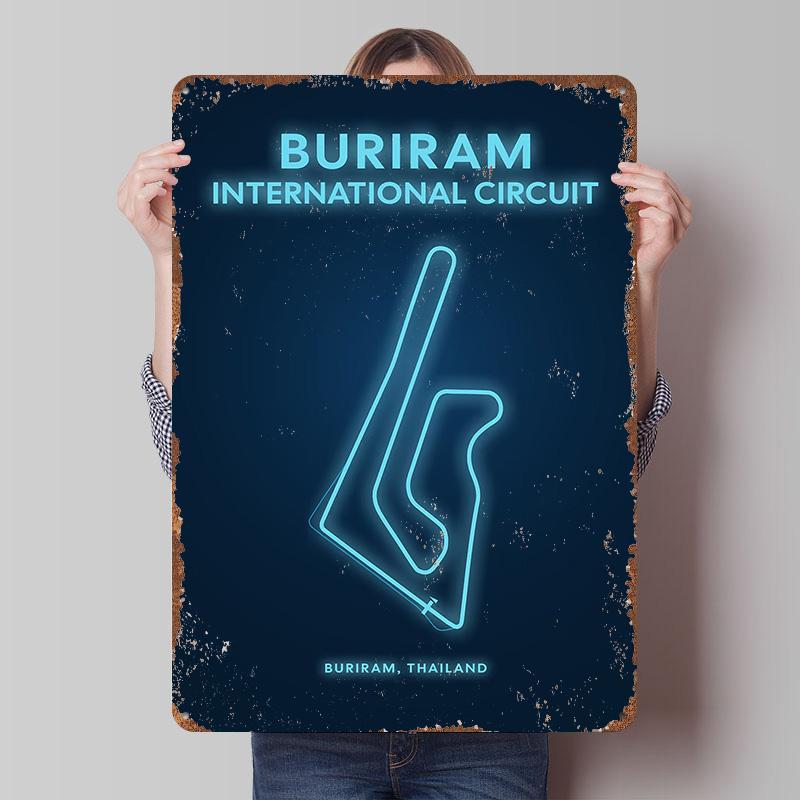 

Buriram International Circuit Neon Printed Poster Customized Wall Art Retro Vintage Metal Tin Signs for Coffee Bar Accessories 7.9x11.8In(20x30cm)