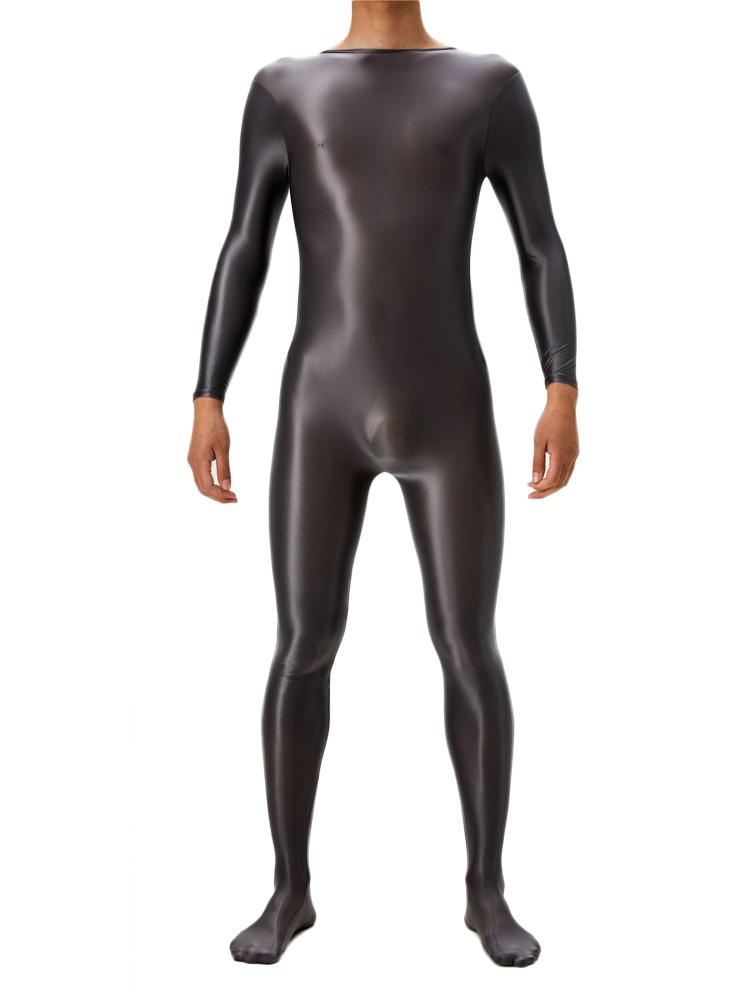Sexy Oil Glossy Shiny Yoga Shaping Bodysuit Elastic Breathable Tights Fitness Jumpsuit Sheer See Through Maid Leotard Dance Wear