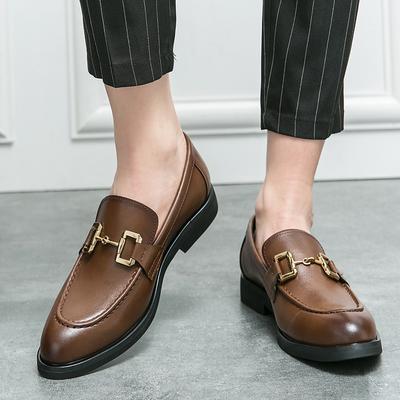 Mocassins rétro classiques pour hommes, chaussures décontractées de style urbain en cuir marron à enfiler, chaussures d'affaires formelles noires, grande taille
