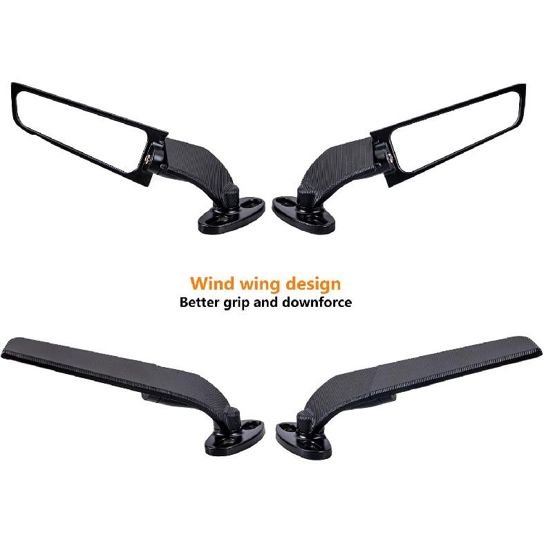 Motorcycle Rear View Mirrors With LED Turn Signal Lights Stealth Mirrors Compatible With Kawasaki Ninja 500 650 Ninja 400 300 ZX6R, Honda CBR300R