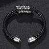 Fashion Men Charms Spiral Stainless Steel Buckle Bracelet Black Leather Bracelet Punk Man Wrist Band Gifts
