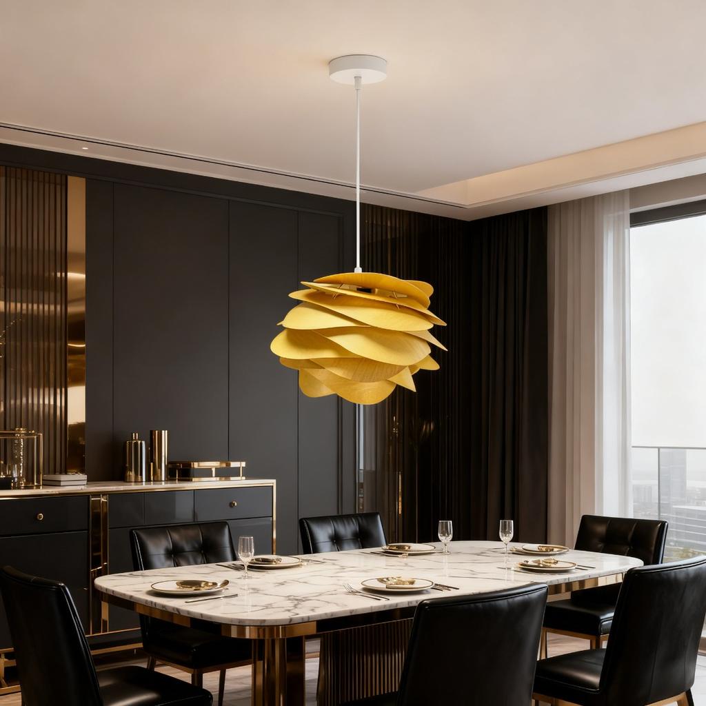 JOYINLED Modern Log Petal Dining Room Pendant Light Living Room Lamp Bedroom Bar Wabi-sabi Style Wood Art Decorative Chandelier