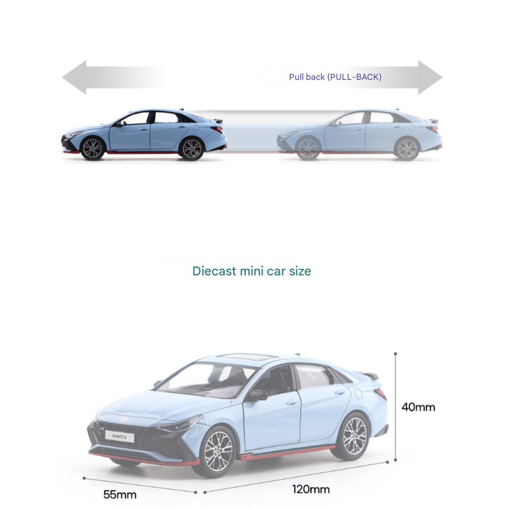 Hyundai Avante N Facelift 1:38 Diecast Model Car Blue Pull Back Toy