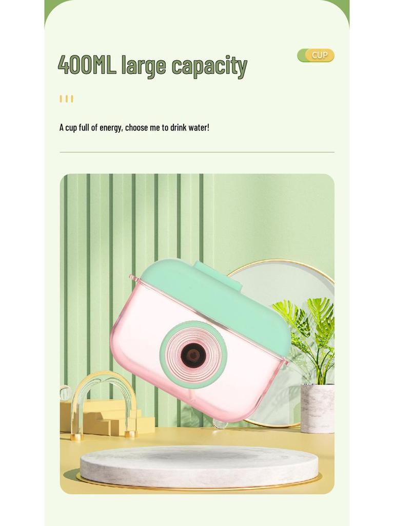 Creative Kids' Camera Straw Cup: Portable, Cute, Outdoor Juice & Water Bottle with Strap