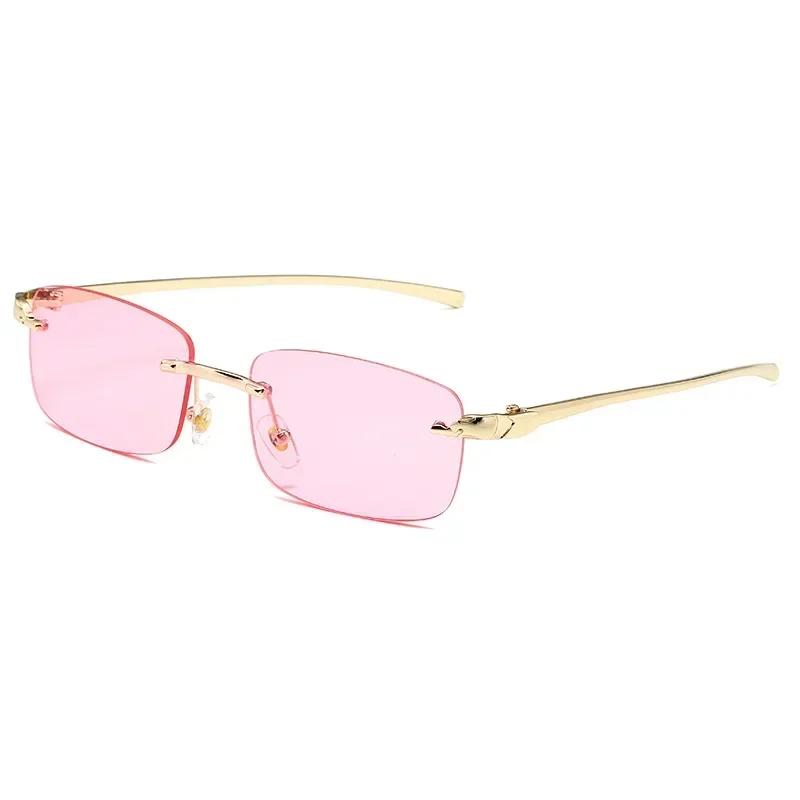 New Rectangle Vintage Sunglasses With High Grade Leopard Style Cut Edge Frameless Sunglasses Classic Casual Sun Glasses Uv400