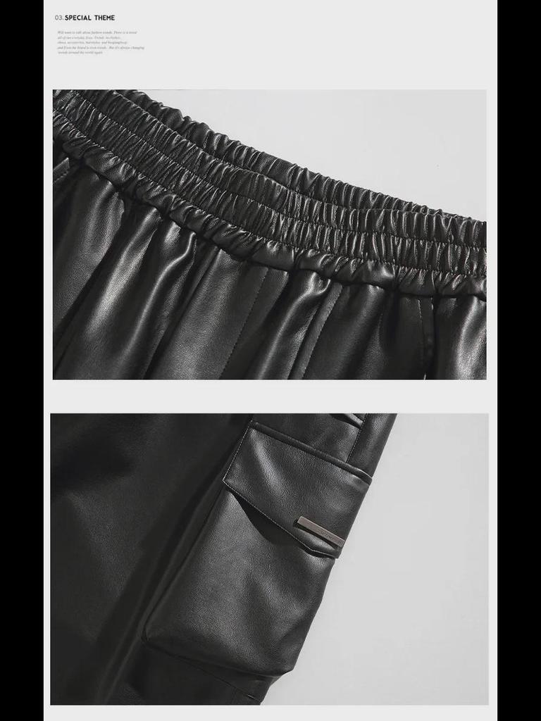 Retro West Coast Çok Cepli Tulum: Rahat Hip-Hop Sokak Stili Punk Deri Pantolon