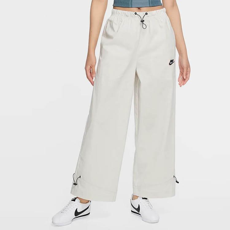 Nike Solid Woven Loose Fit Drawstring Cuffed Pants Spring Women Pants Gray DJ1077-072