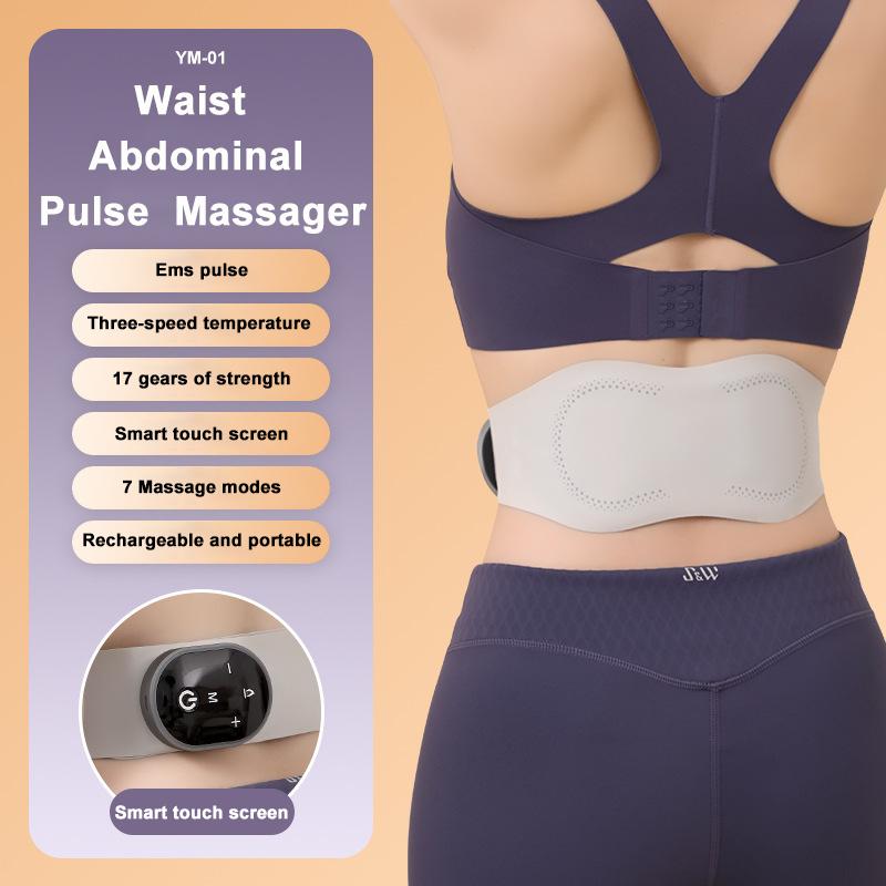 EMS Waist Massager Pulse Slimming Belt with Micro-current Assisted Exercise Hot Compress for Body Shaping