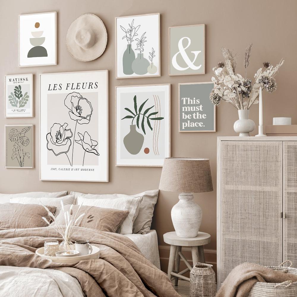 Abstract Matisse Posters Plant Leaf Coral Line Flower Nordic Wall Art Pictures Canvas Painting Prints Living Room Home Decor