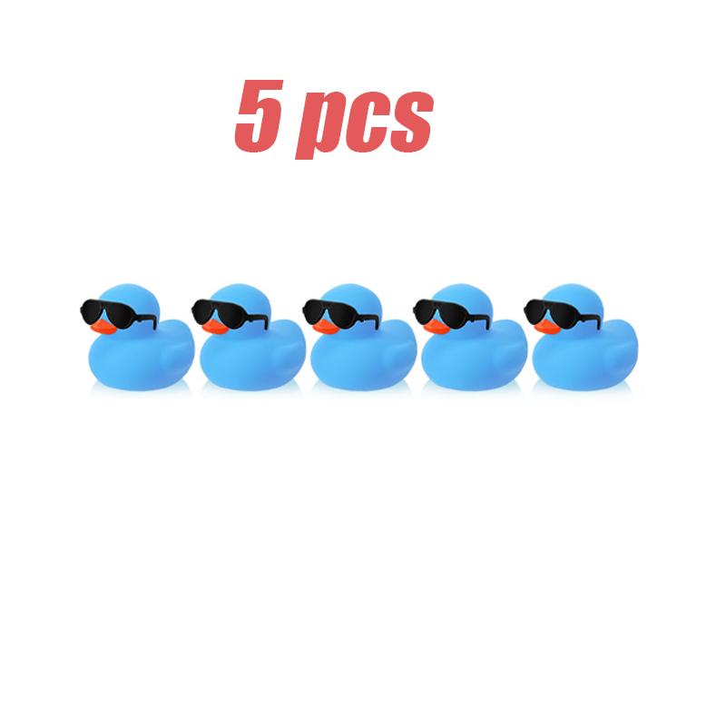 1-100Pcs Mini Rubber Ducks Blue Set In Bulk With Sunglasses Float Squeak Tiny Rubber Duck Toy For Party Birthday Supplies