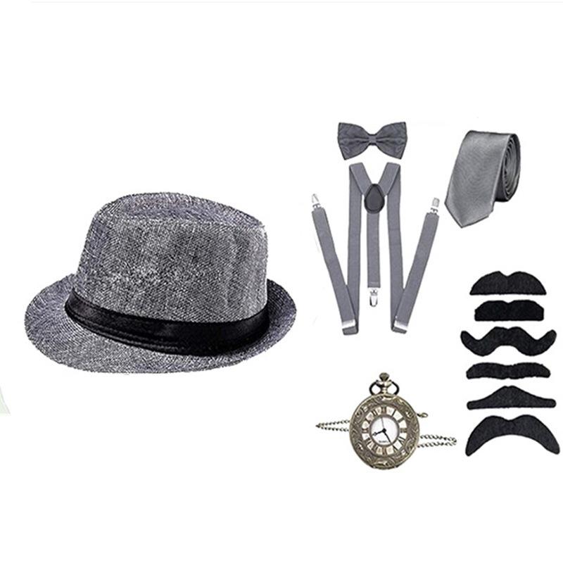 Gatsby 1920s Pánský cylindr, kapesní hodinky a set motýlka