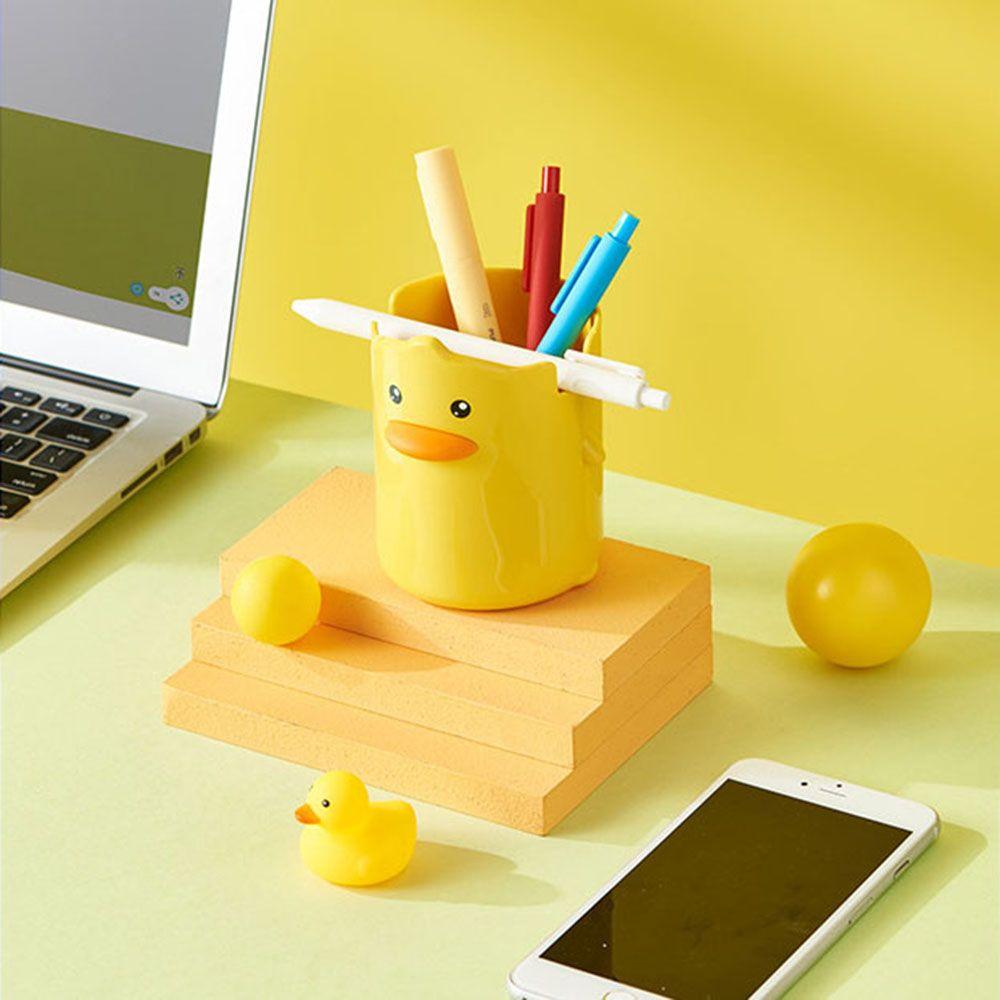 School Accessories Student Stationery Pencil Case Desktop Storage Box Yellow Duck Pen Holder