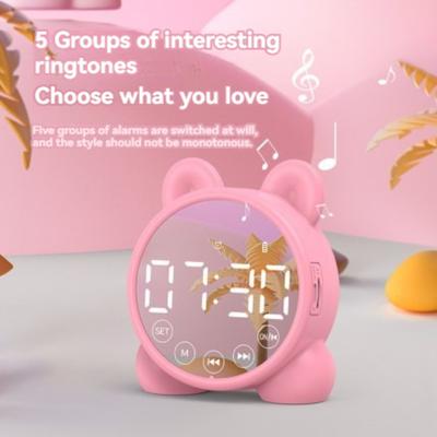 Kids Alarm Clock Bluetooth Speaker Bedside Alarm Clock Mirror Digital Wake-Up Timer Kids Sleep Trainer