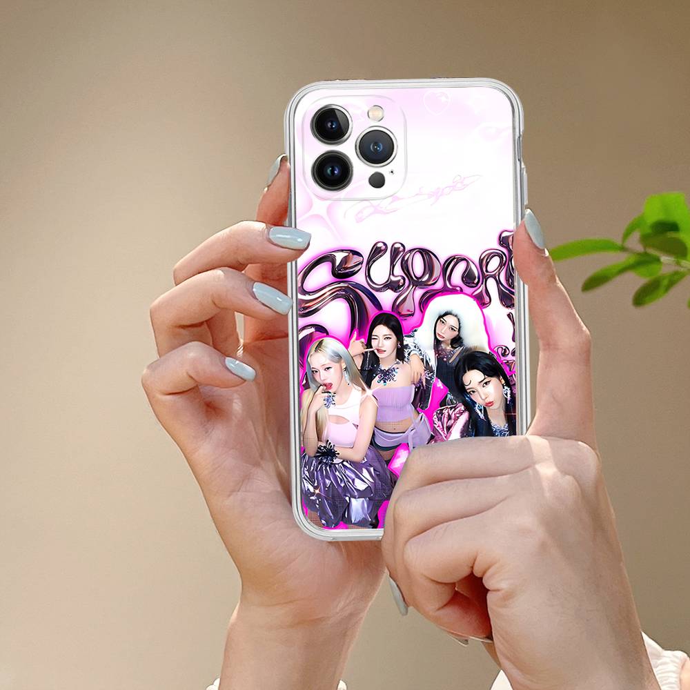 KPOP A-aespa For IPhone 11 12 13 14 15 16 17 Pro Max Plus Air Transparent Clear Shockproof Case