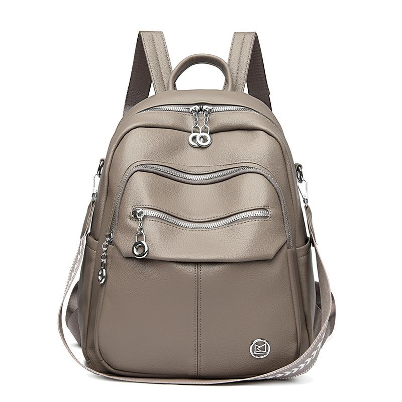 Fashionable Backpack New Style Versatile Backpack Trendy Soft Leather Women's Large Capacity Travel Bag