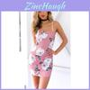Elegant Women Sleeveless Floral Print Backless Dress For Summer Evening Parties
