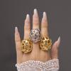 Qiong Yao 18K Gold-Plated Stainless Steel Hollow Statement Ring with Smooth Surface